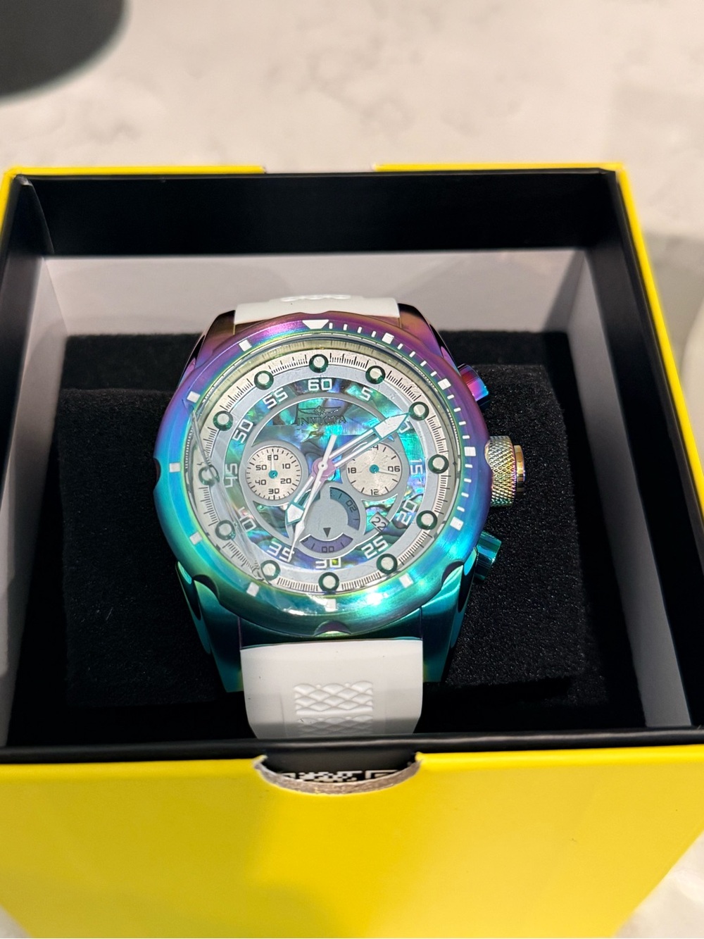 Invicta White Watch with Iridescent Case